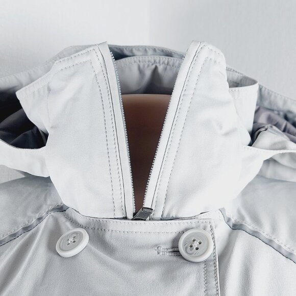 Columbia Women's Light Grey Omni-Heat Full Zip Double Breasted Trench Coat Sz - Picture 12 of 14
